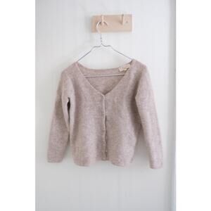 Sezane Women's Size M Cardigan Gaspard Beige Mohair Alpaca Blend Sweater